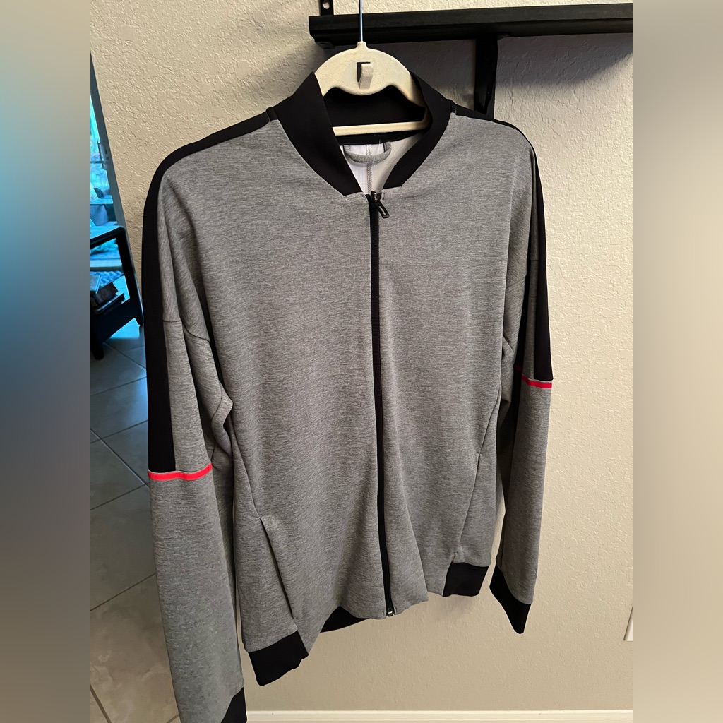 Adidas Men’s Climatelite Long Sleeve Full Zip Jacket Grey & Black Size Medium